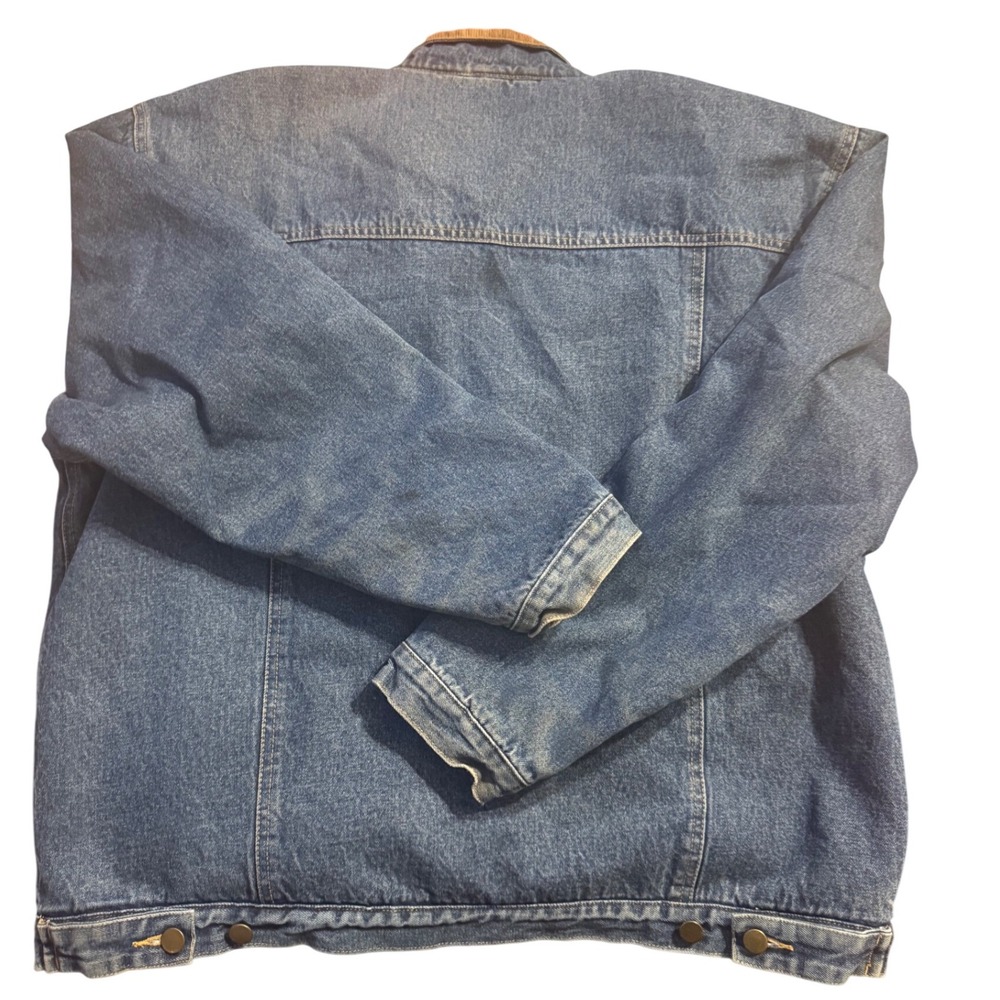Vintage 80/90s High Noon Men's Sherpa Lined Denim Trucker Jacket Corduroy Collar - Picture 5 of 8